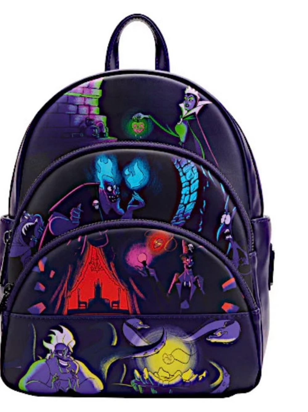 💀Loungefly Disney Villains Triple Pocket Glow Mini Backpack 🍎